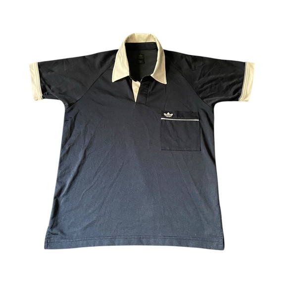 Vintage adidas Medium Vietnam Made Blue Ringer Shirt - Picture 1 of 4